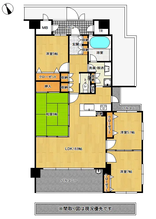 ネオプレイス螢茶屋の3LDKの間取り図