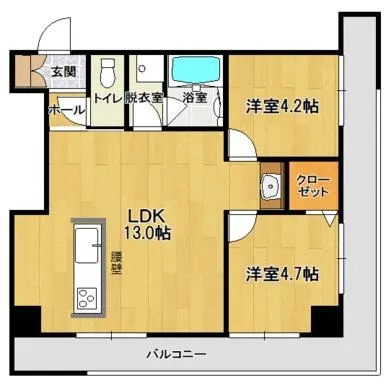 プレジデント長崎 4階 ２ＬＤＫ